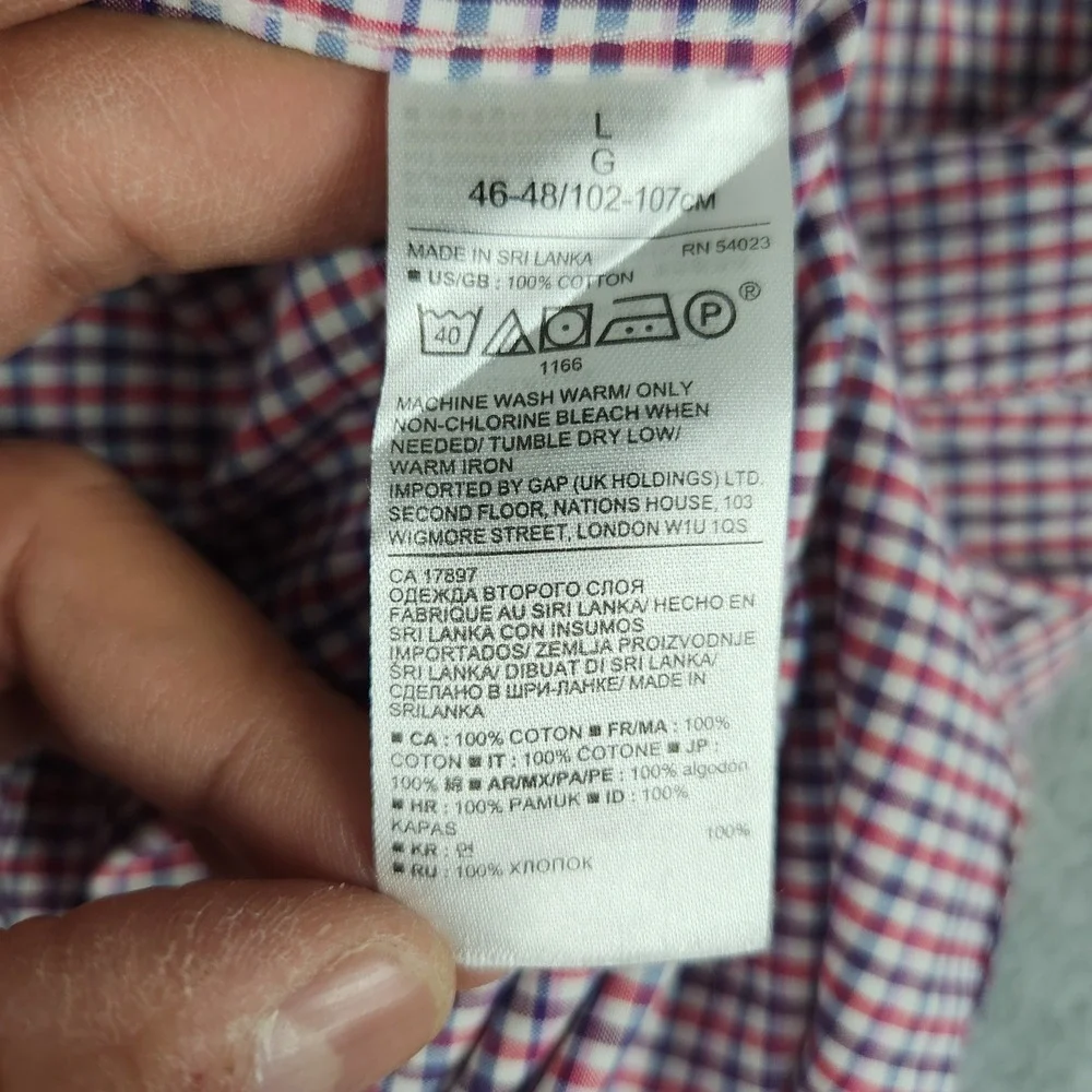 Banana Republic Custom 078 Wash Shirt Men L Multi Gingham Camden Fit Button Down